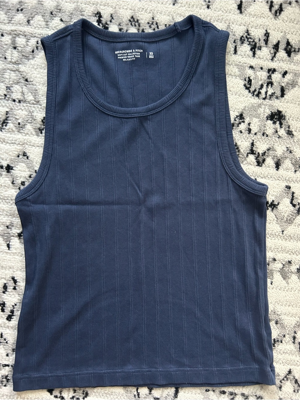 Abercrombie & Fitch Soft AF Collection Dark Blue Ribbed Tank Top
